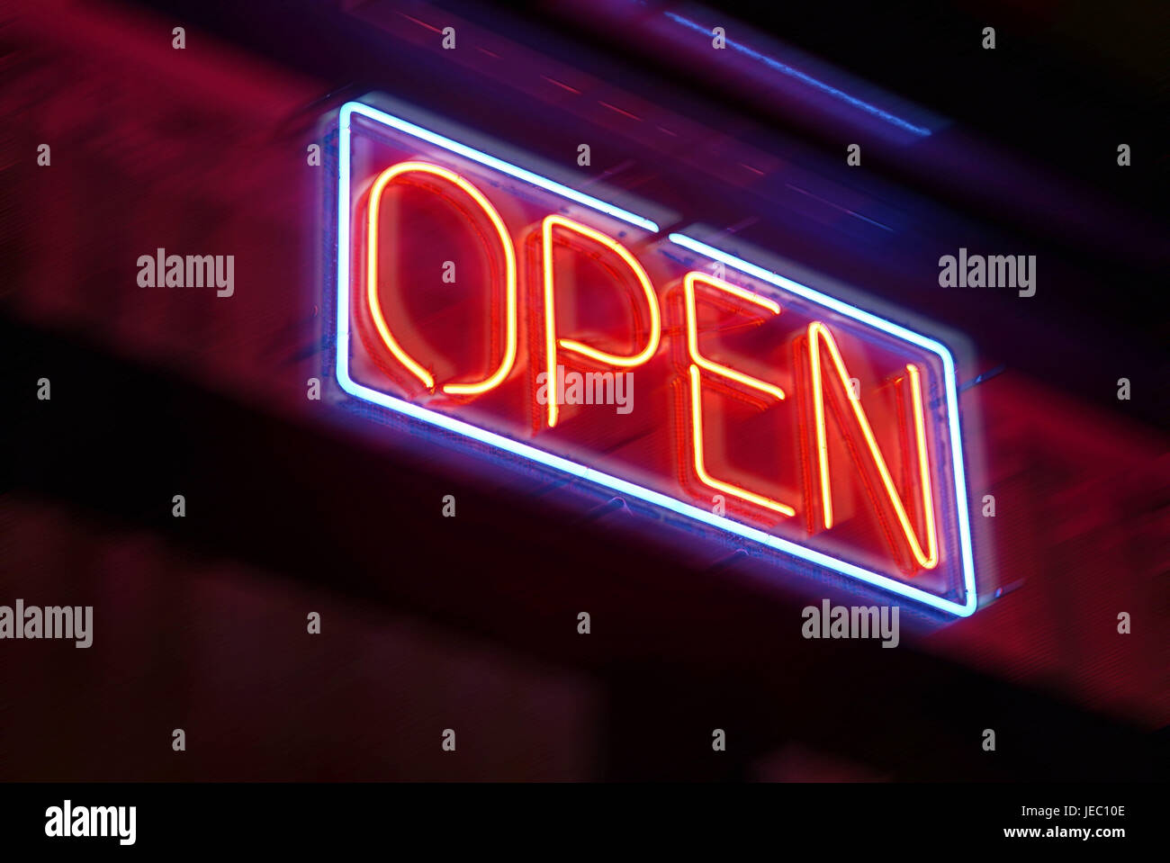 Neon writing open hi-res stock photography and images - Alamy