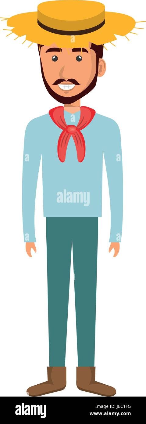 man in farmer costume vector illustration design Stock Vector Image ...