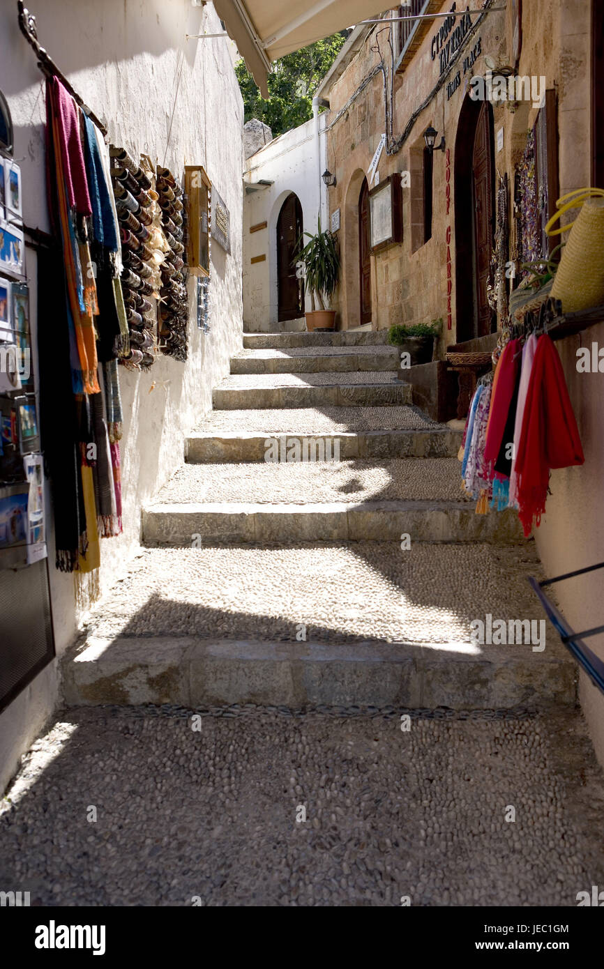 Rhoades Steps Greece, Rhodes, Lindos, lane, stairs, Kieselsteinmosaike, steps, cloths ...
