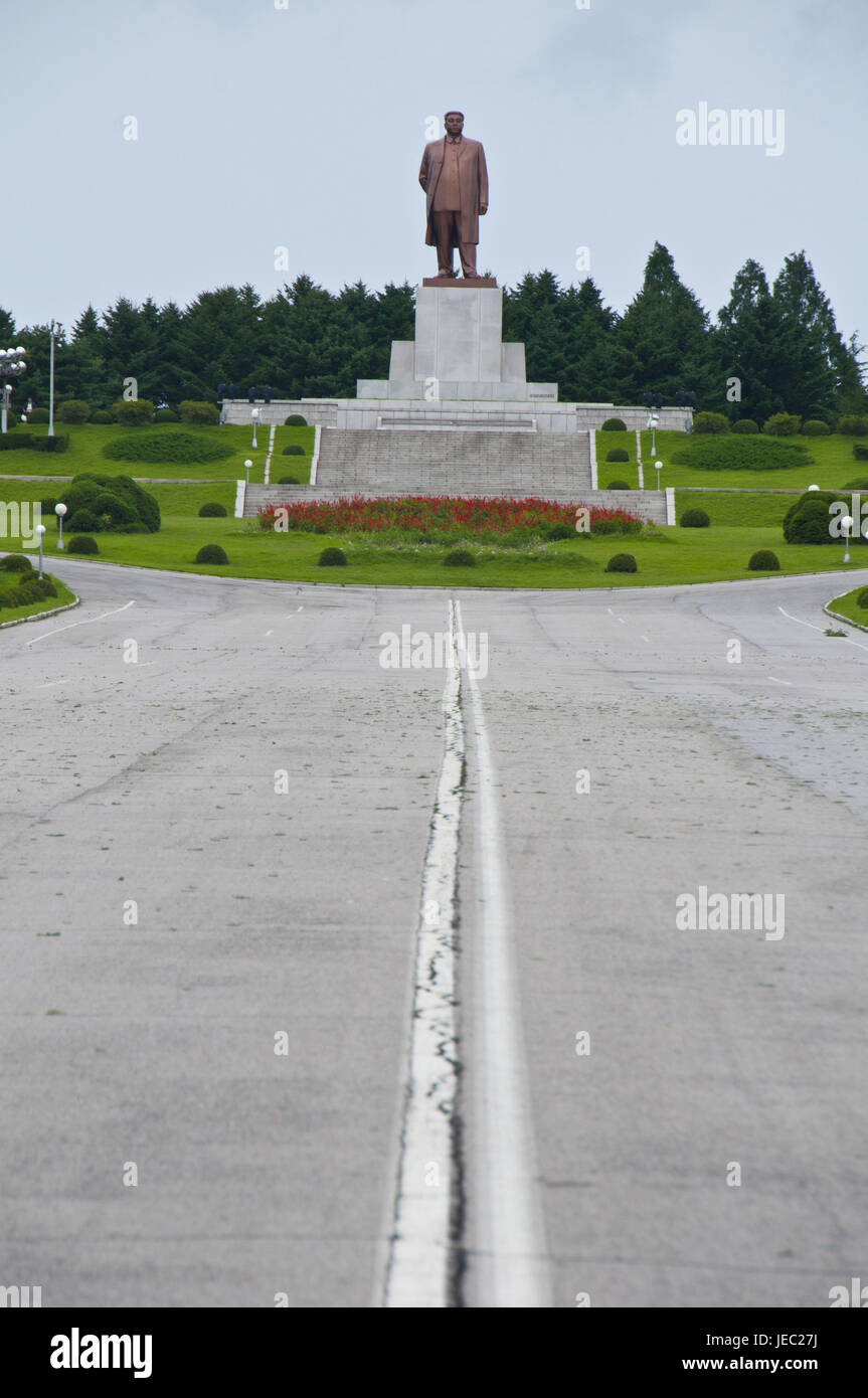 Statue of Kim Il Sung in the North Korean city of Kaesong, North Korea, Stock Photo
