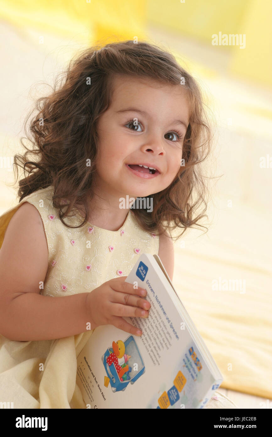 Infant, 3 years, book, play, Stock Photo