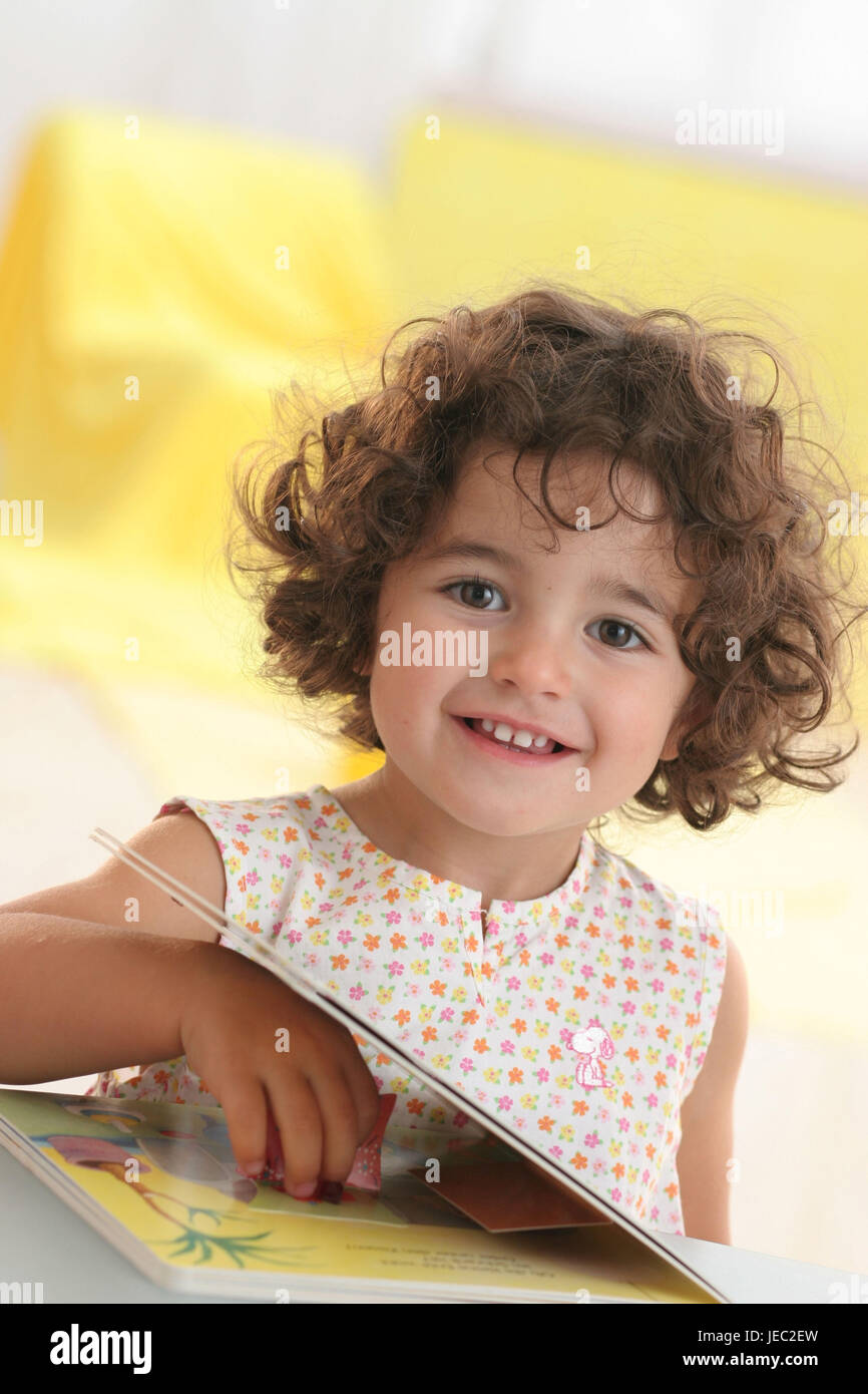 Infant, 3 years, book, play, Stock Photo