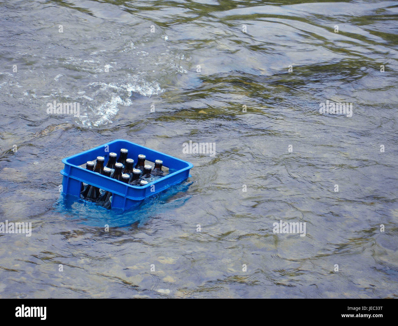 Beer crate cools in the flux, Stock Photo