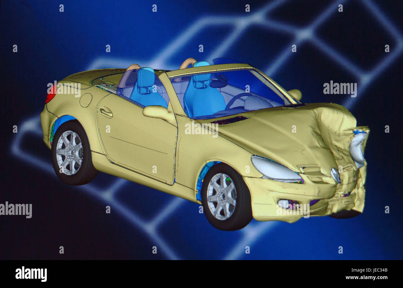 Virtual computer-assisted accident research, 3-D simulation, Stock Photo
