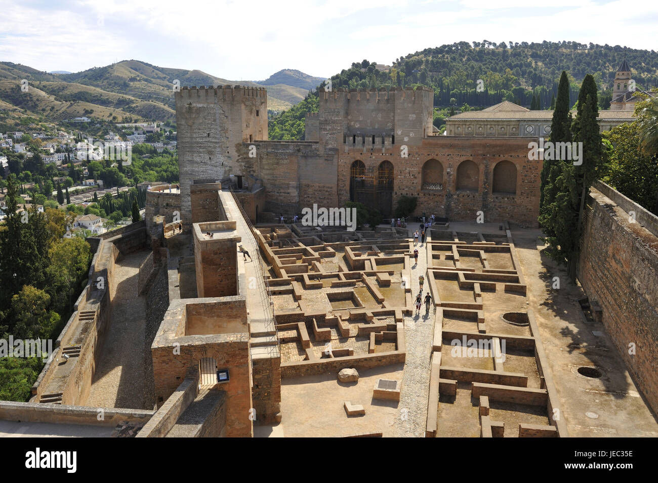 Spain, Andalusia, Granada, Alhambra palace, Alcazaba, fortress attachment, Stock Photo