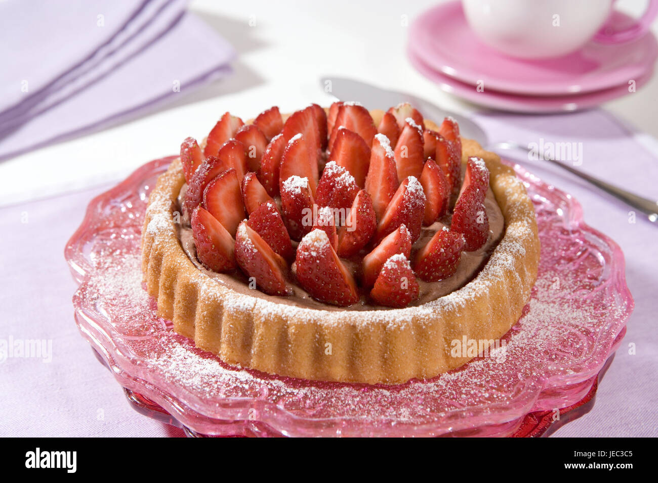 Strawberry tartlets, freshly, ingredients, strawberries, fruit, mixing dough floor, icing sugar, pudding, chocolate, strawberry tartlet, sweetly, sweetness, sweet, Food, Stock Photo