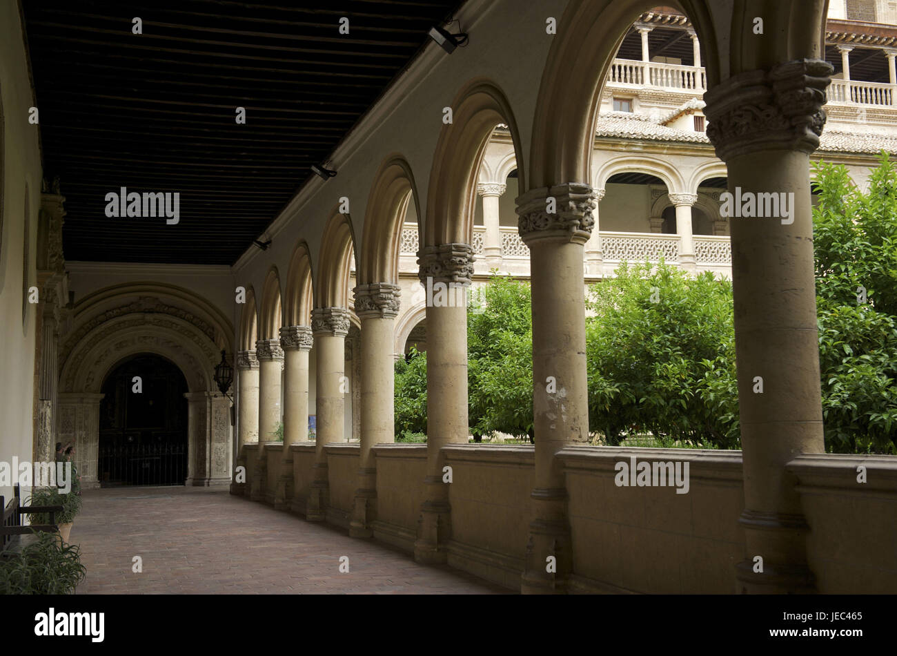 Spain, Andalusia, Granada, cloister of San Jeronimo, arcade, Stock Photo