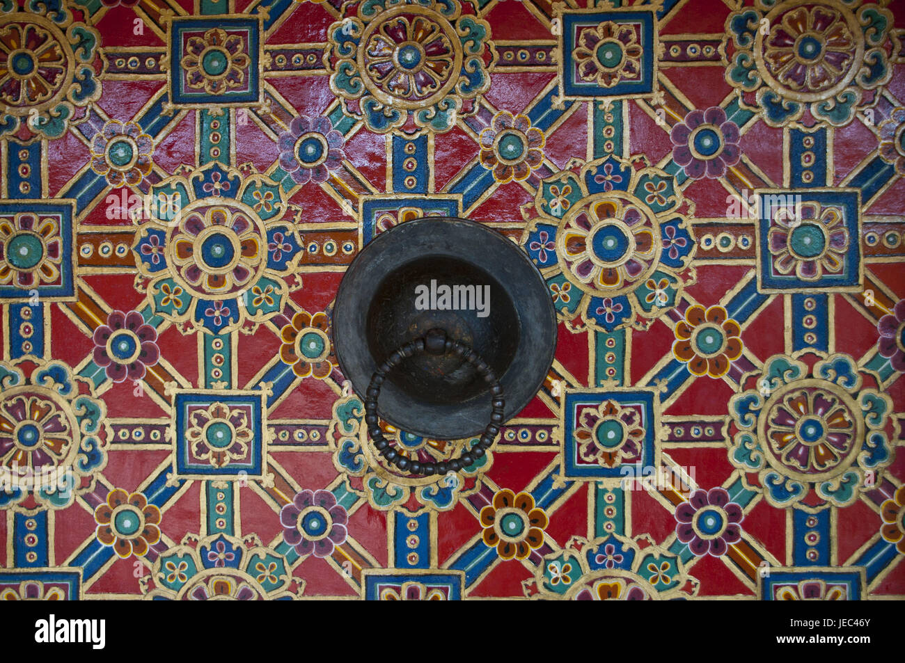 Tibetanischer door button, Drepung temple in Lhasa, Tibet, Asia, Stock Photo