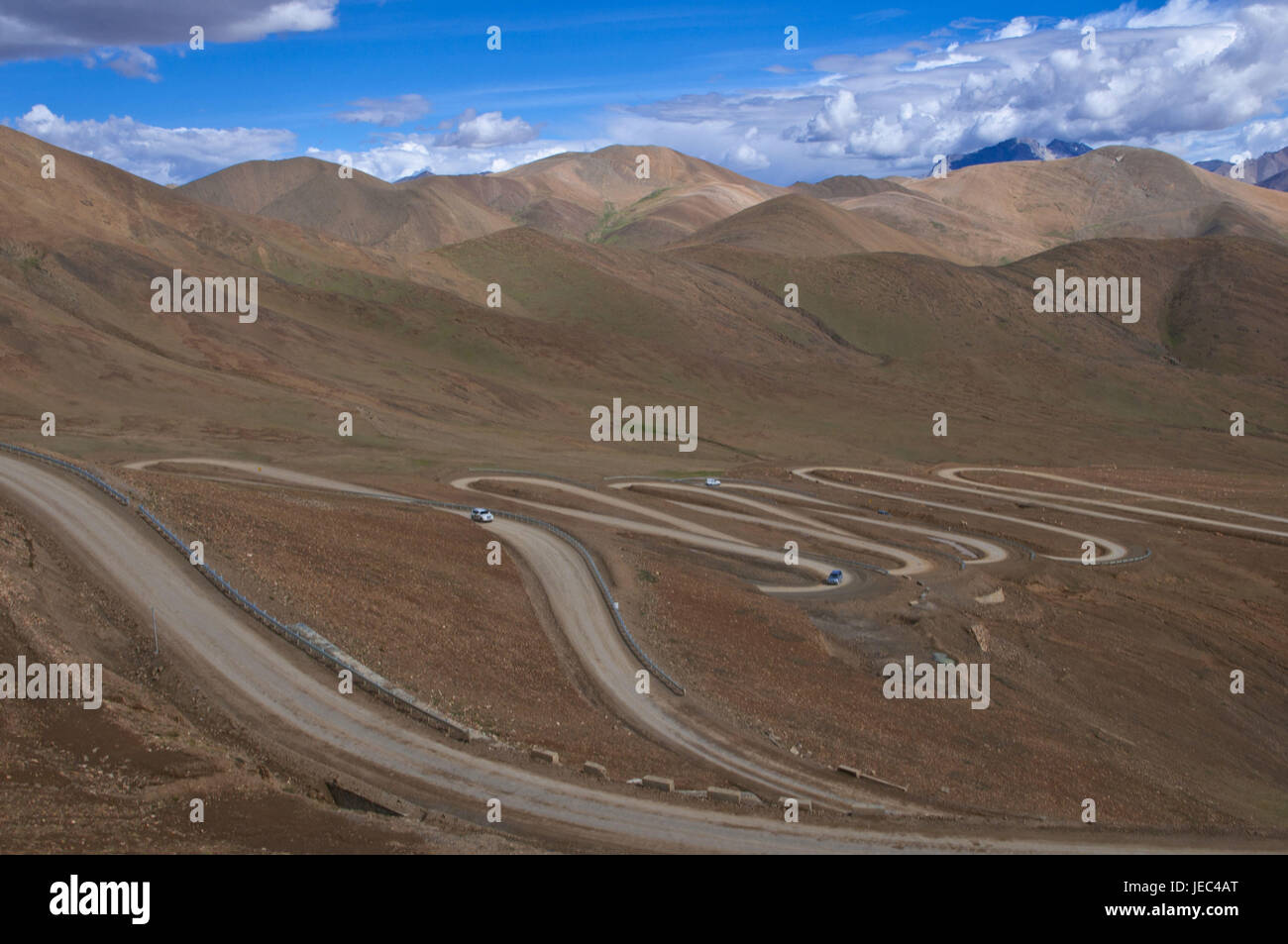 To serpentines on the way to the Mount Everest, Tibet, Asia, Stock Photo