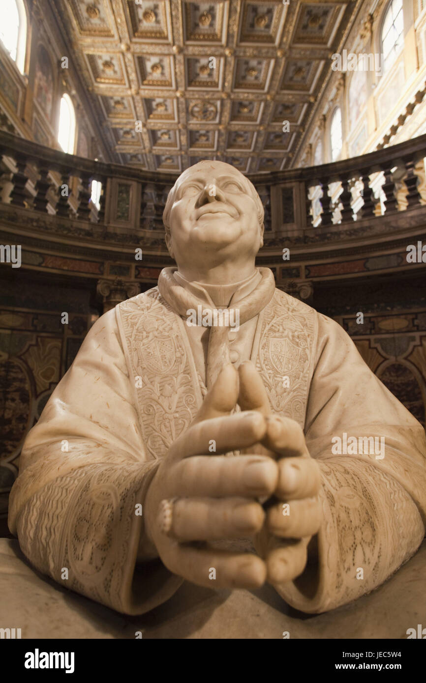 Italy, Rome, church Santa Maria Maggiore, inside, statue Pius IX, Stock Photo