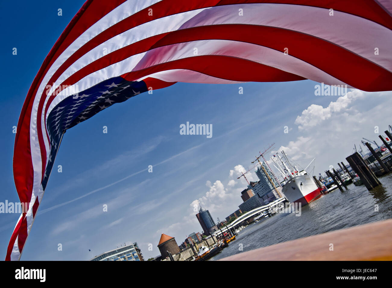 Germany, Hamburg, the Elbe, harbour, landing stages, great yachtsmen, USCGC Eagle, Stock Photo