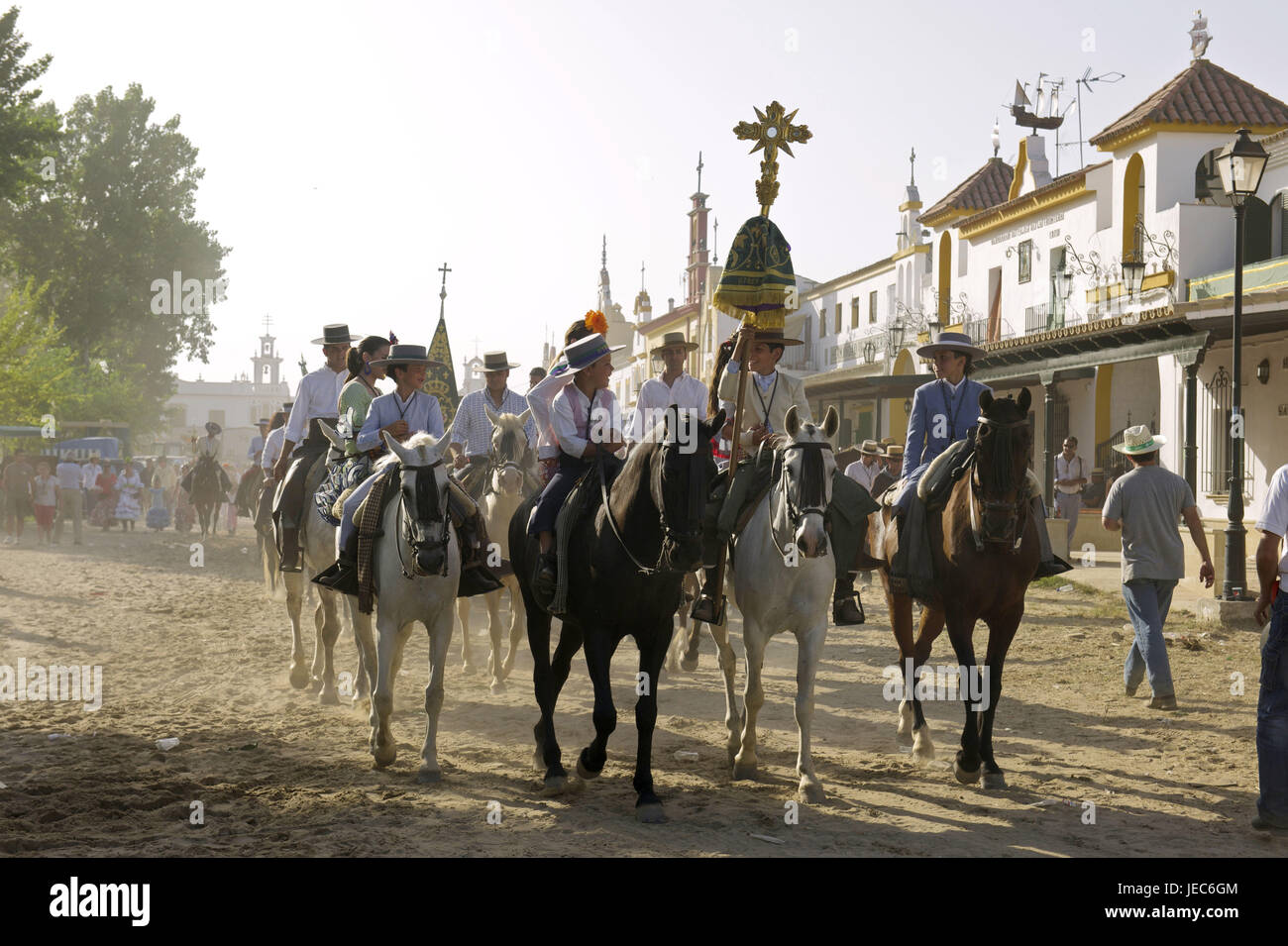 Spain, Andalusia, el Rocio, Romeria, group of bleeds in the procession, Stock Photo