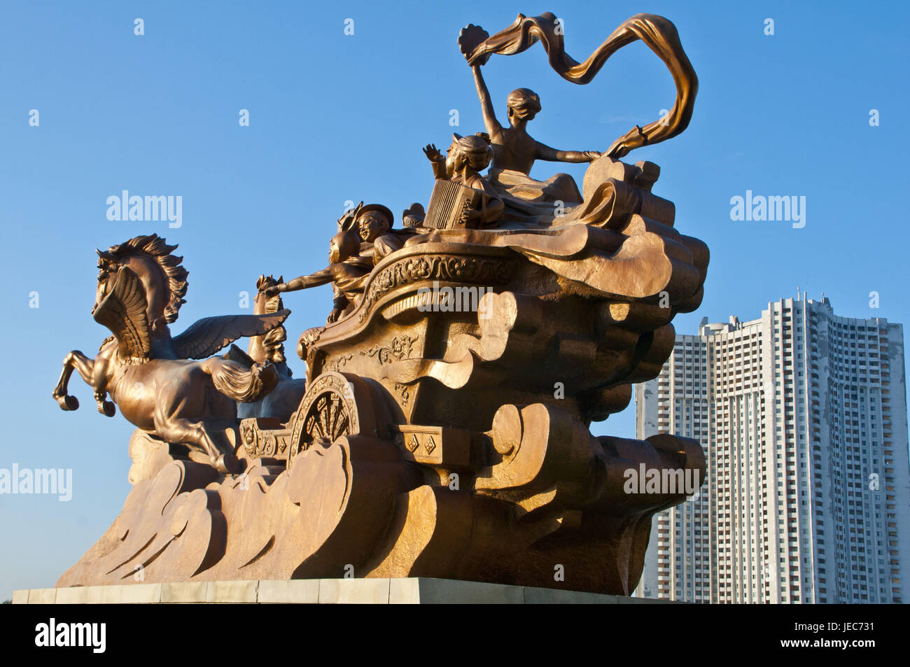 Bleed statue before the child palace hires stock photography and