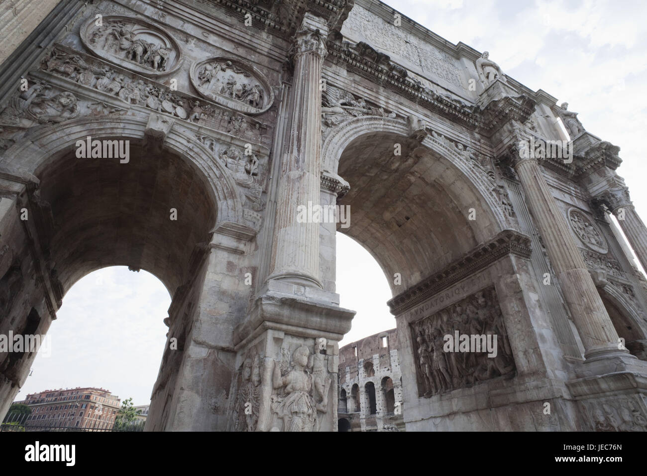 Italy, Rome, Konstantinsbogen and Coliseum, detail, Stock Photo