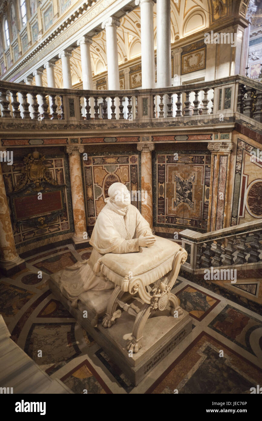 Italy, Rome, church Santa Maria Maggiore, inside, statue Pius IX, Stock Photo