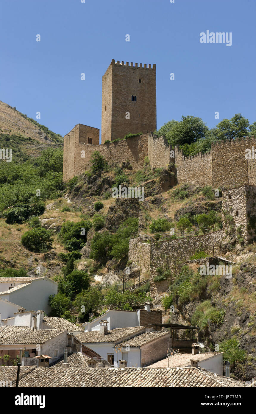Spain, Andalusia, Sierra de Cazorla, Castillo de la Yedra about the Old Town, Stock Photo