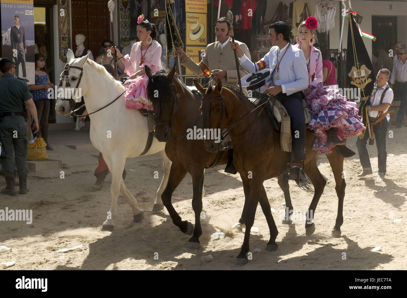 Spain, Andalusia, el Rocio, Romeria, pilgrim's train with bleeds, Stock Photo