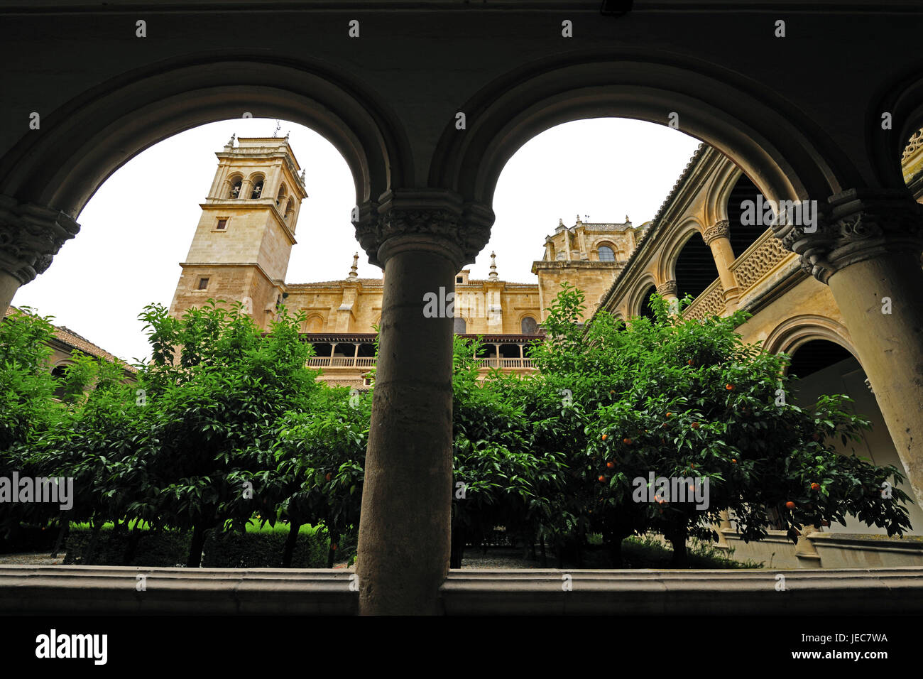 Spain, Andalusia, Granada, cloister of San Jeronimo, arcade, Stock Photo