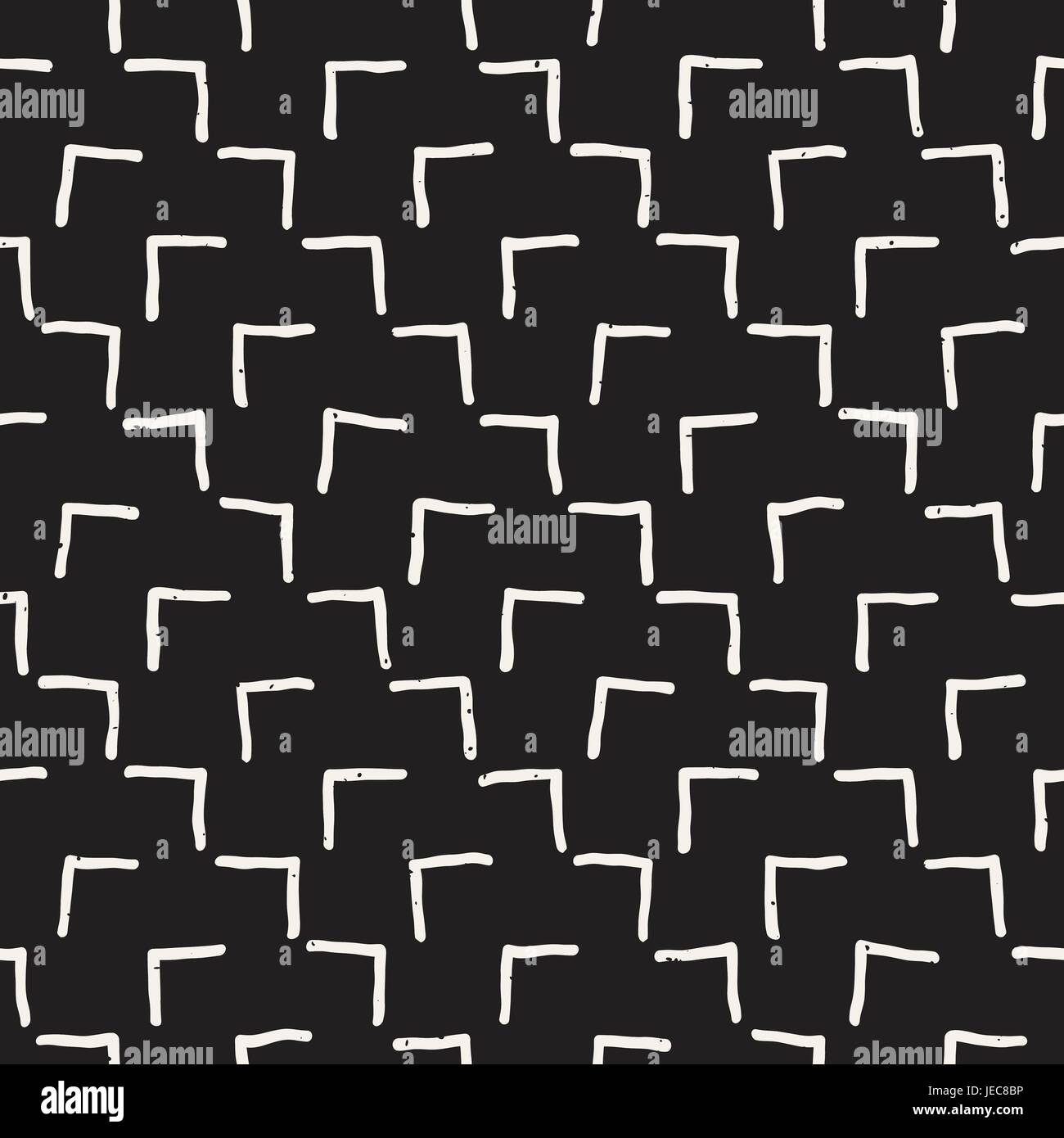 Hand drawn black and white ink abstract seamless pattern. Vector ...