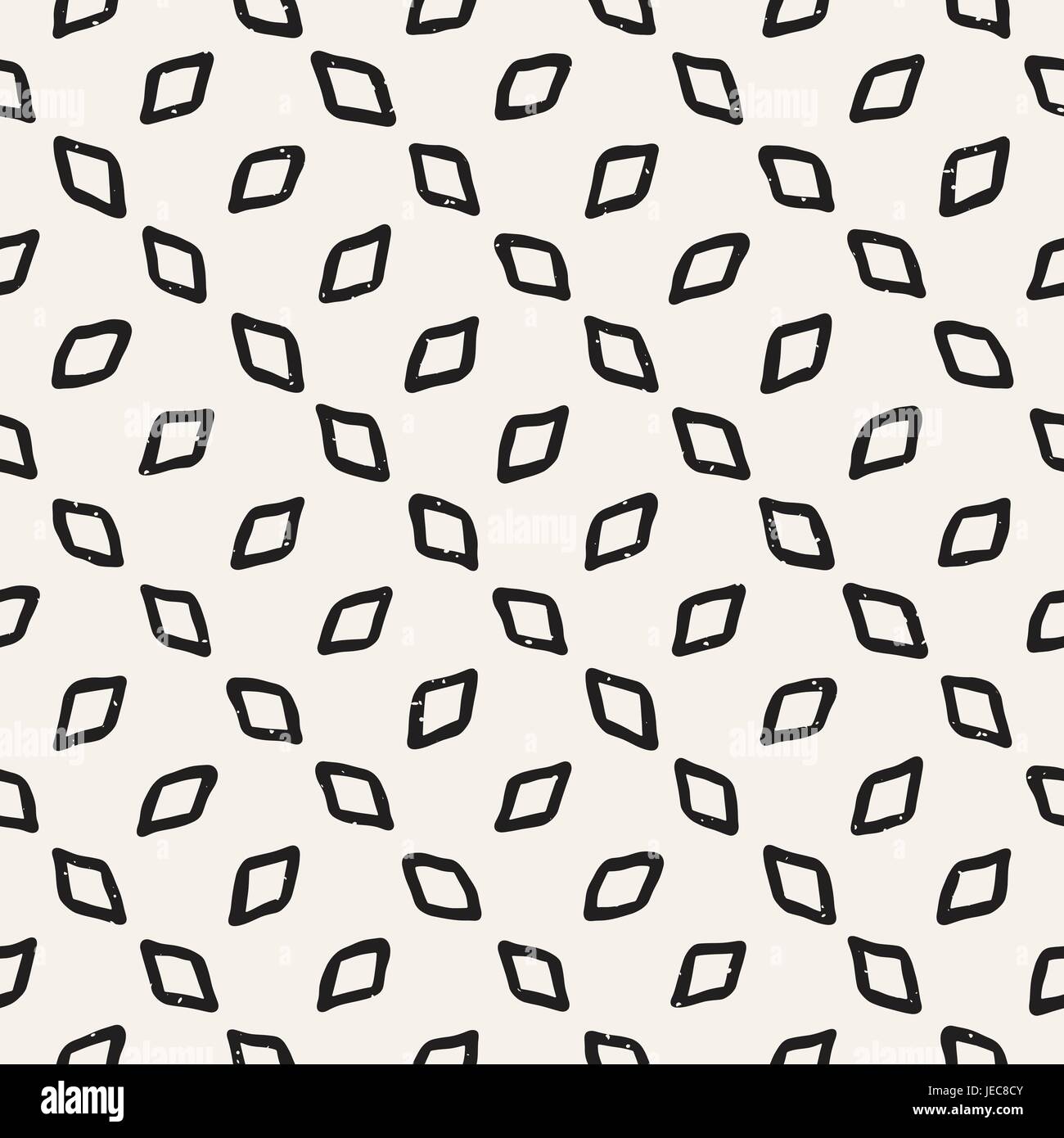 Hand drawn black and white ink abstract seamless pattern. Vector ...