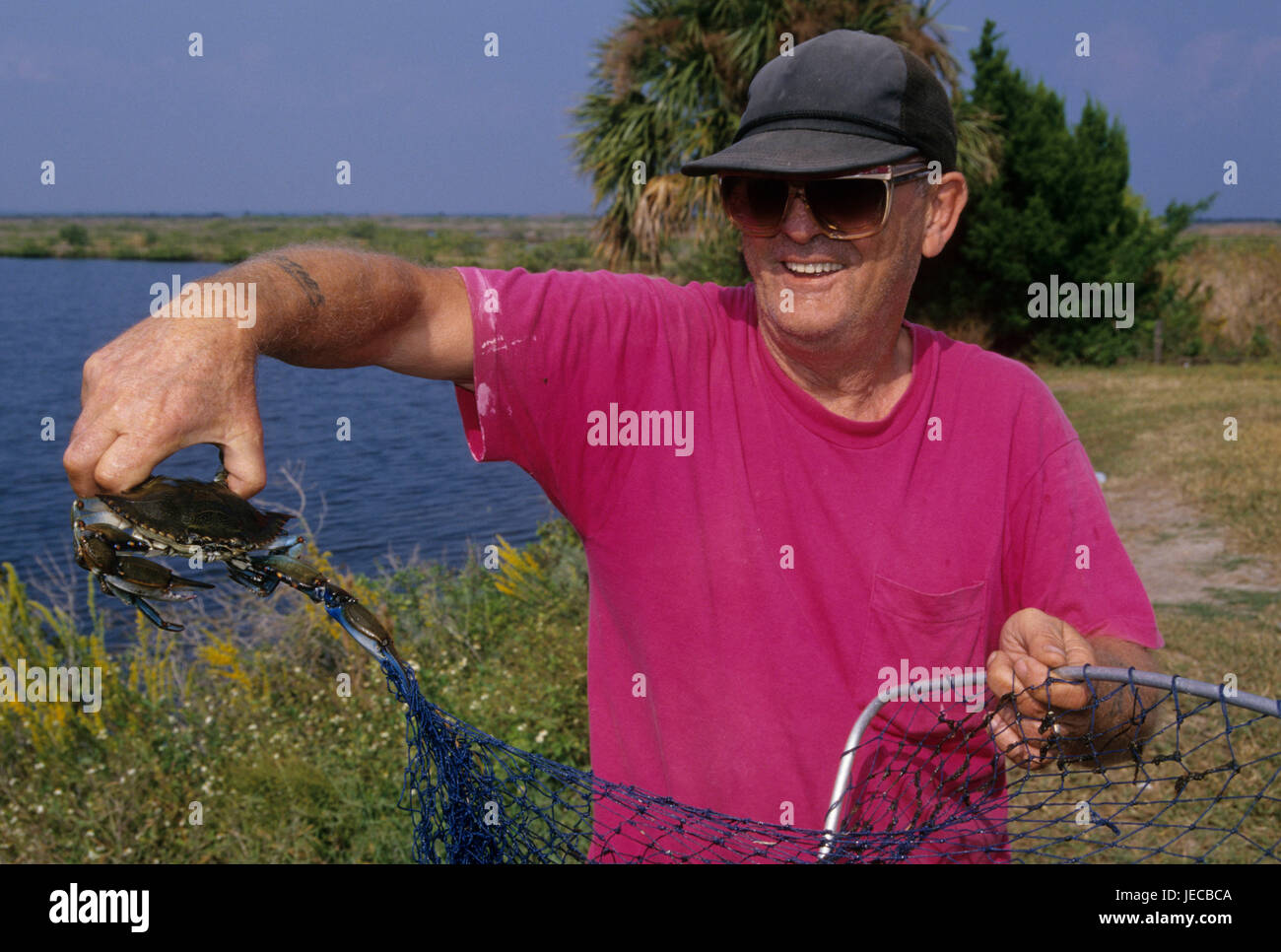 Crabbing for blue crabs, Merritt Island National Wildlife Refuge