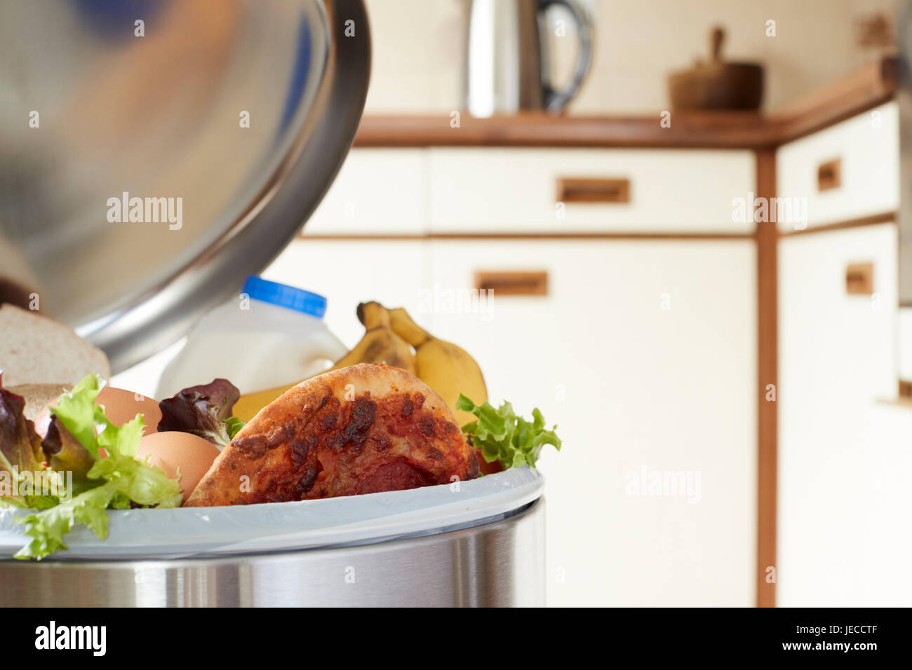 Fresh Food In Garbage Can To Illustrate Waste Stock Photo