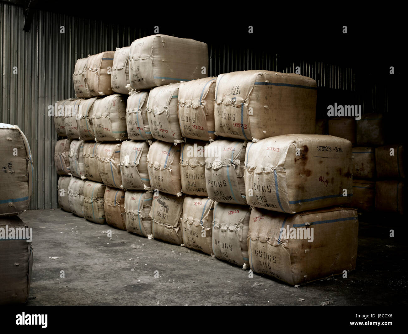 Wool bale stored in warehouse Stock Photo Alamy