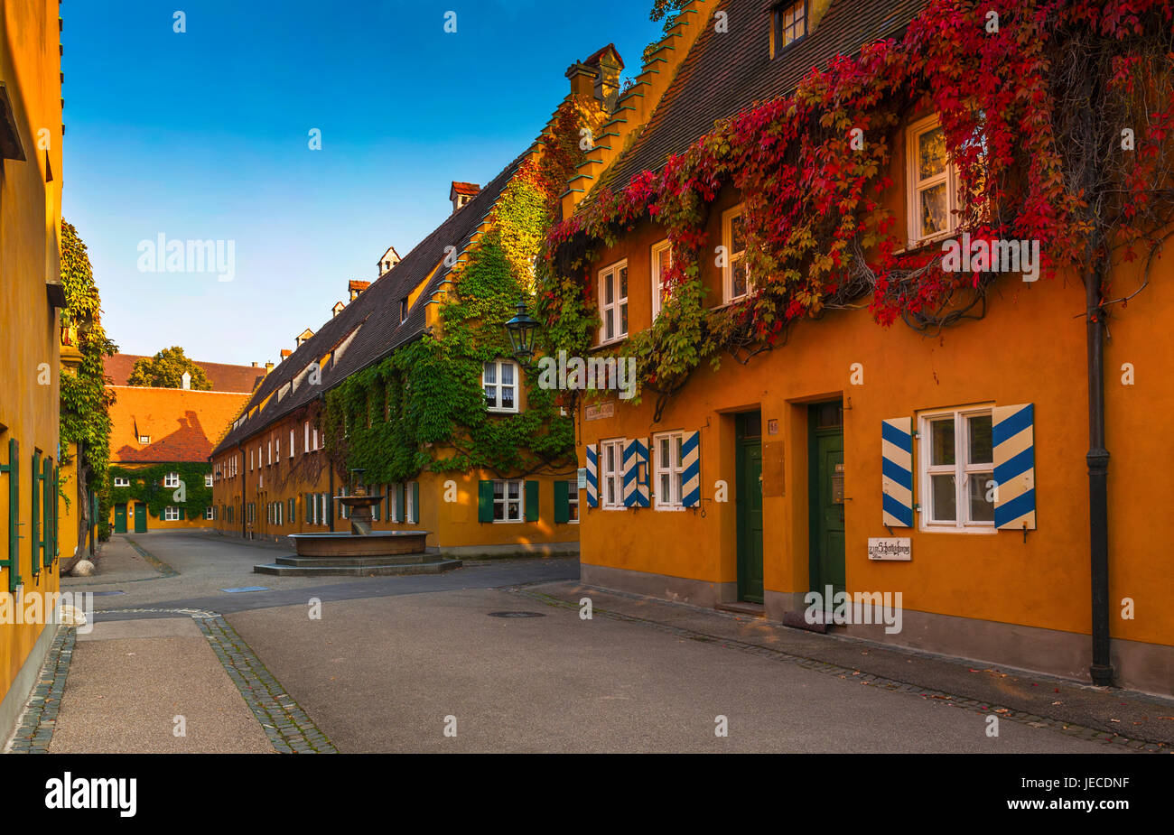In Fugerrei quarter - the world's oldest social housing complex still in use. Augsburg, Germany Stock Photo