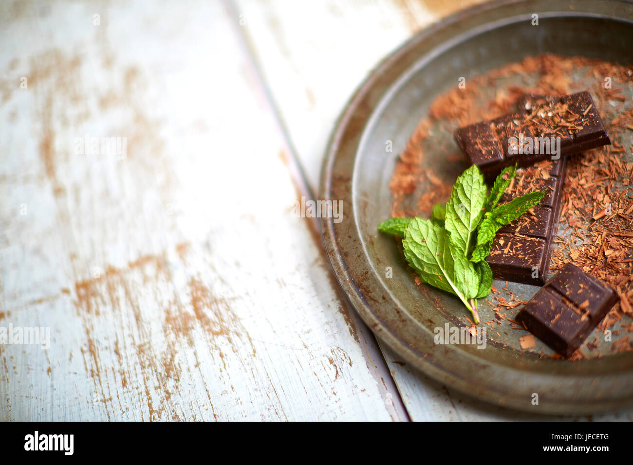 Mint and chocolate ingredients Stock Photo Alamy