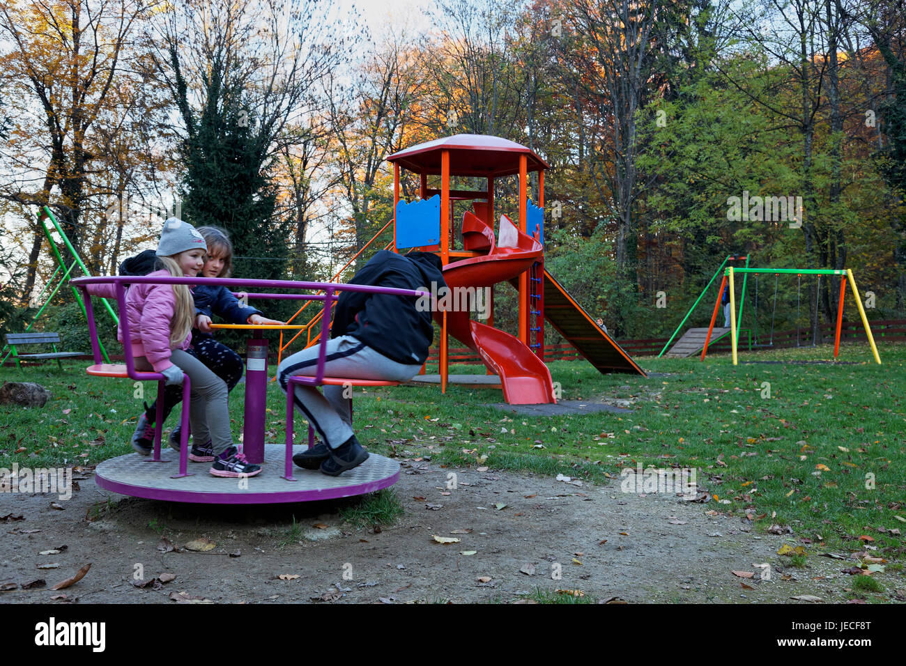 Kids have fun in Jankovac Nature Park, Croatia Stock Photo