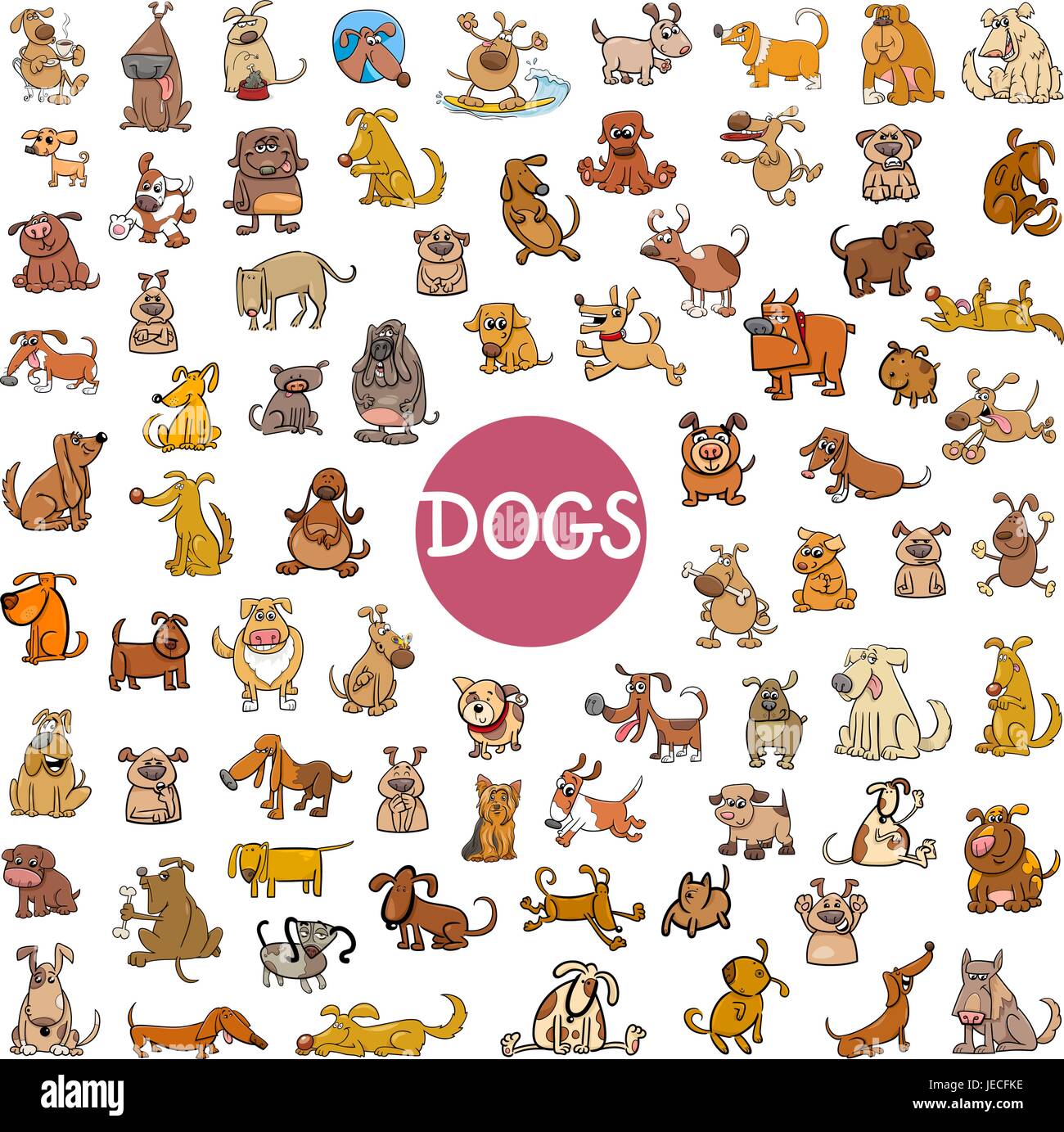 Cartoon Illustration of Dogs Pet Animal Characters Big Set Stock Vector ...