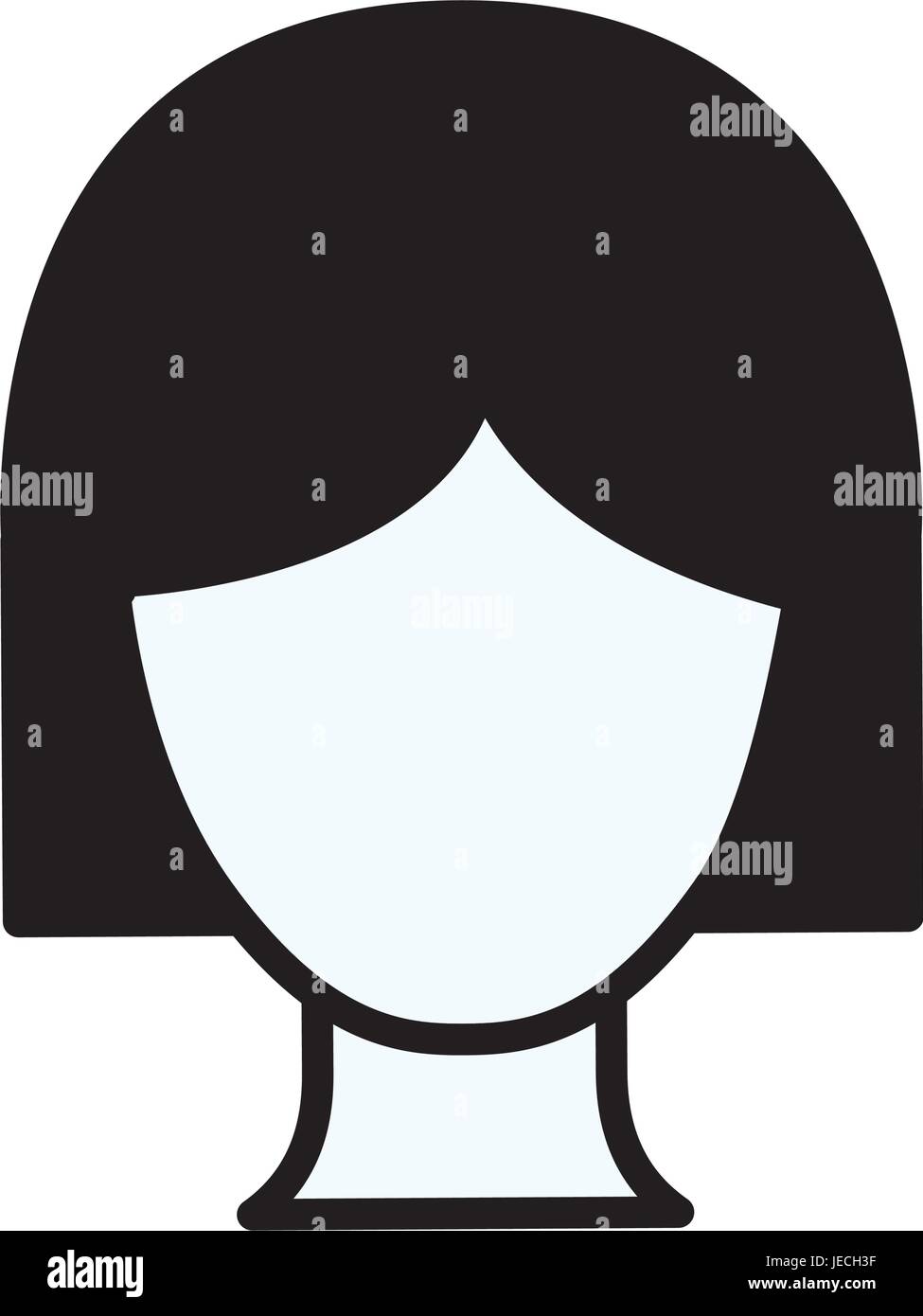 Black Silhouette Thick Contour Of Faceless Woman With Short Hair Stock Vector Image Art Alamy