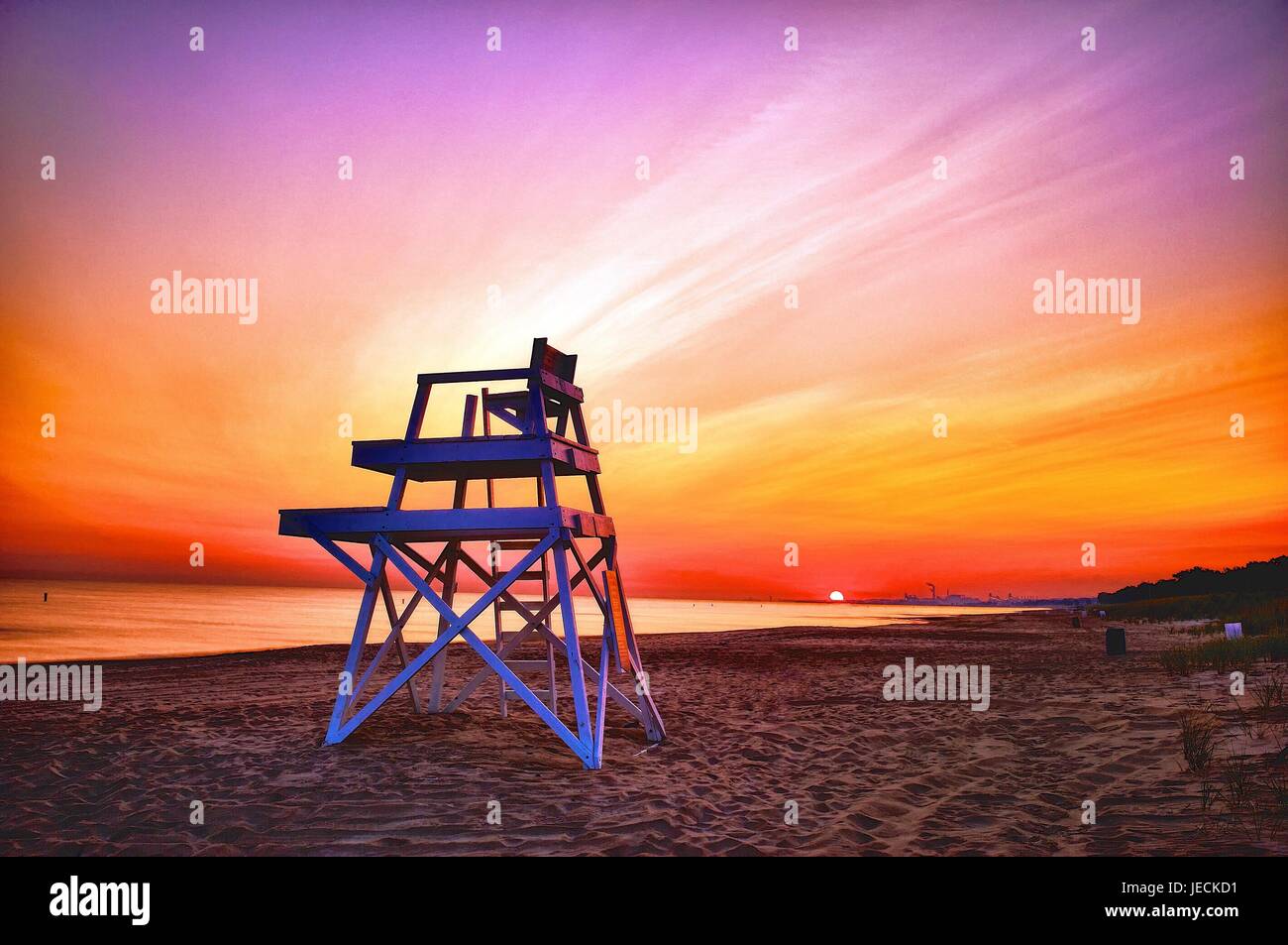 Lifeguard stand at sunrise,Miller beach Gary, Indiana Stock Photo Alamy