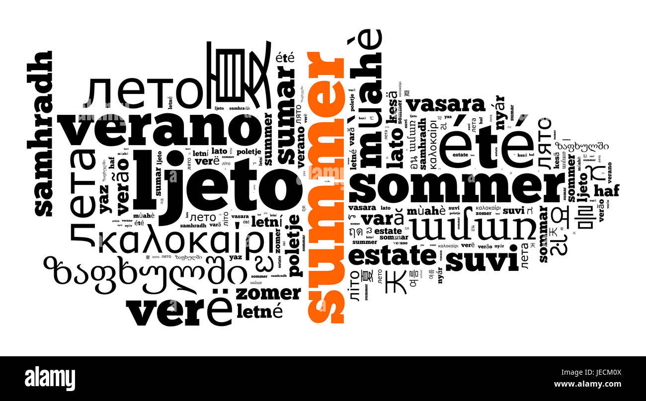 Word Summer in different languages word cloud concept Stock Photo Alamy