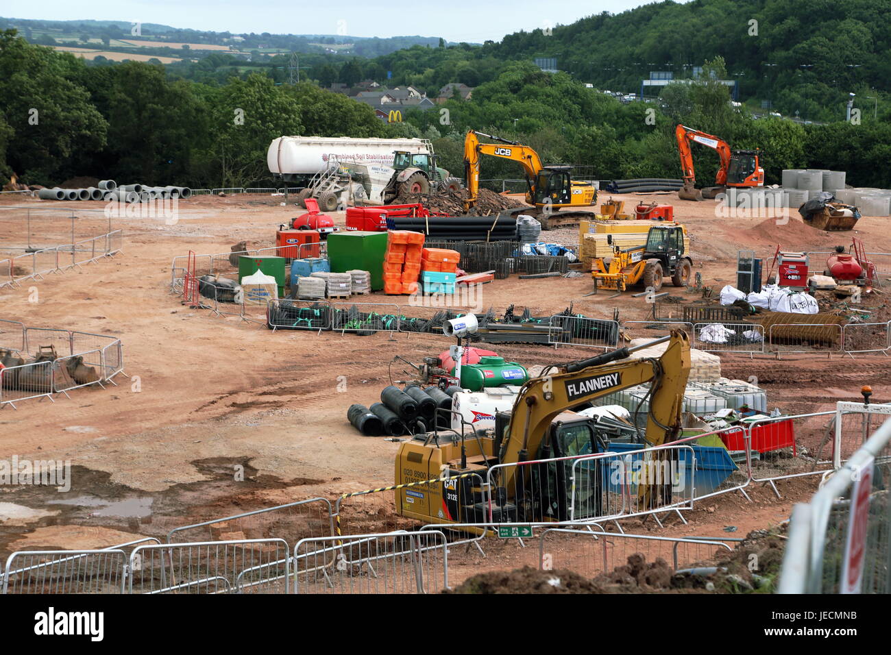 Newport, UK. Friday 23 June 2017 The building of the ICC under way.  Re: First Minister for Wales Carwyn Jones has joined Sir Terry Matthews, Chairman Stock Photo