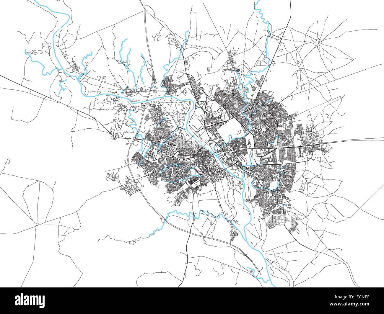 Map of Mosul, North Iraq. Satellite view, ancient map, parchment Stock Vector