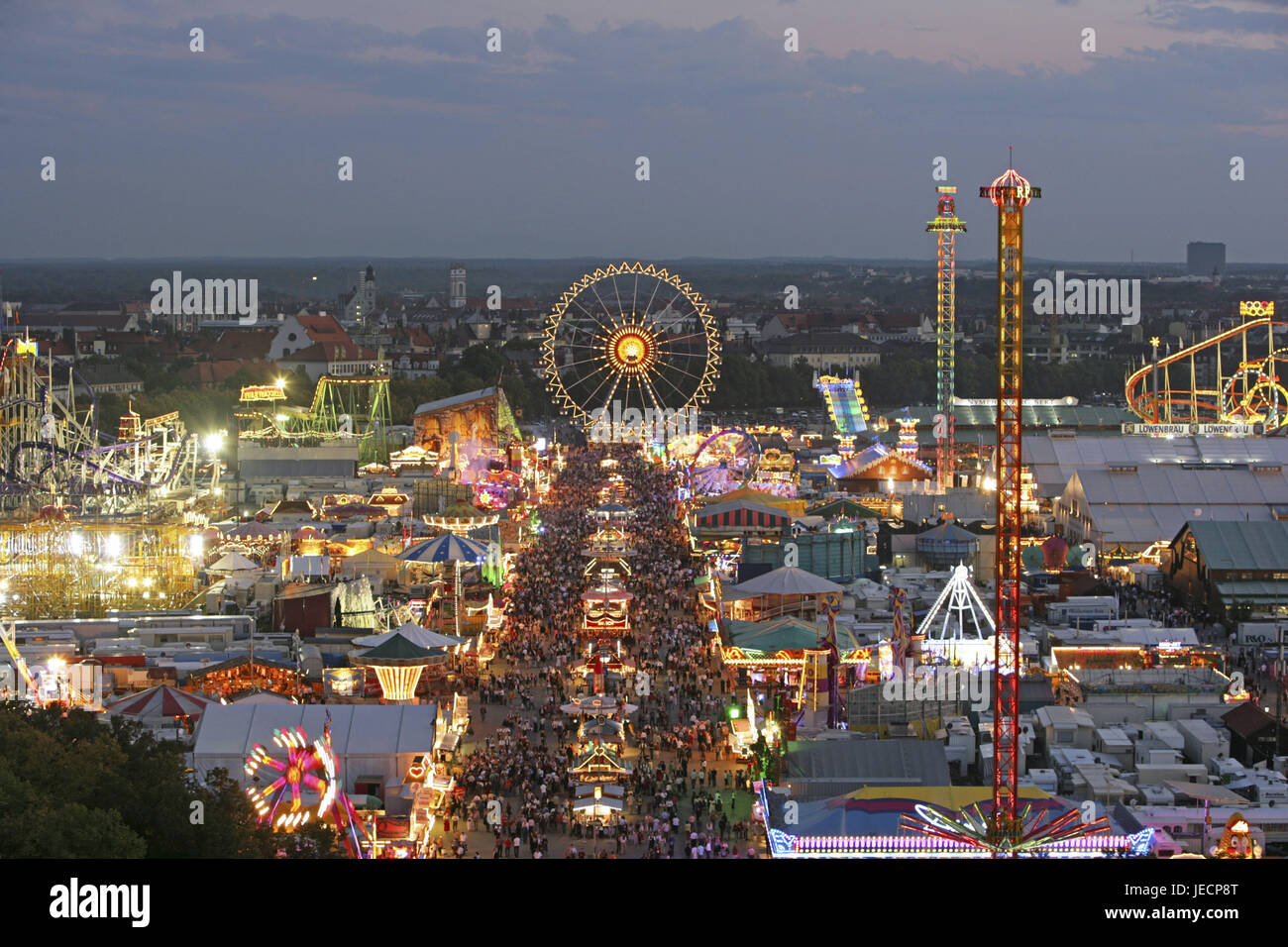 Germany, Bavaria, Munich, October feast, overview, night Stock Photo