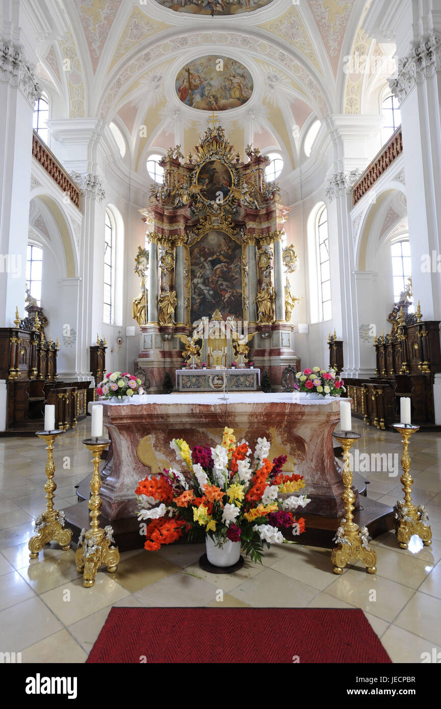 Germany, Bavaria, Donauwoerth, cloister Heilig cross, church, interior view, Stock Photo