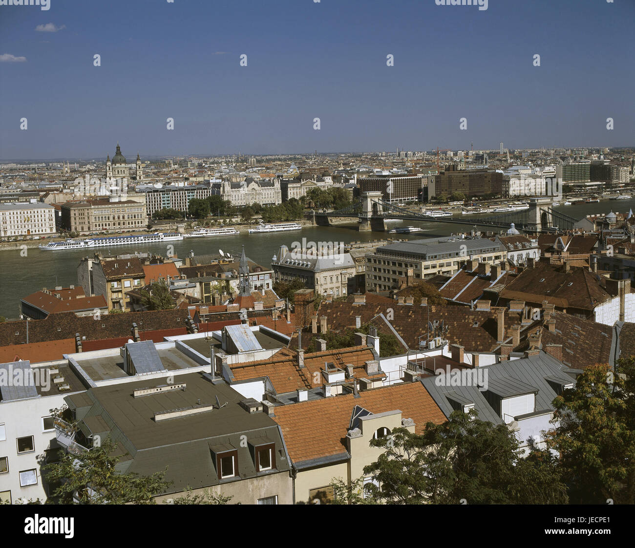 Hungary, Budapest, town overview, capital, town, houses, buildings, river, the Danube, destination, tourism, Stock Photo