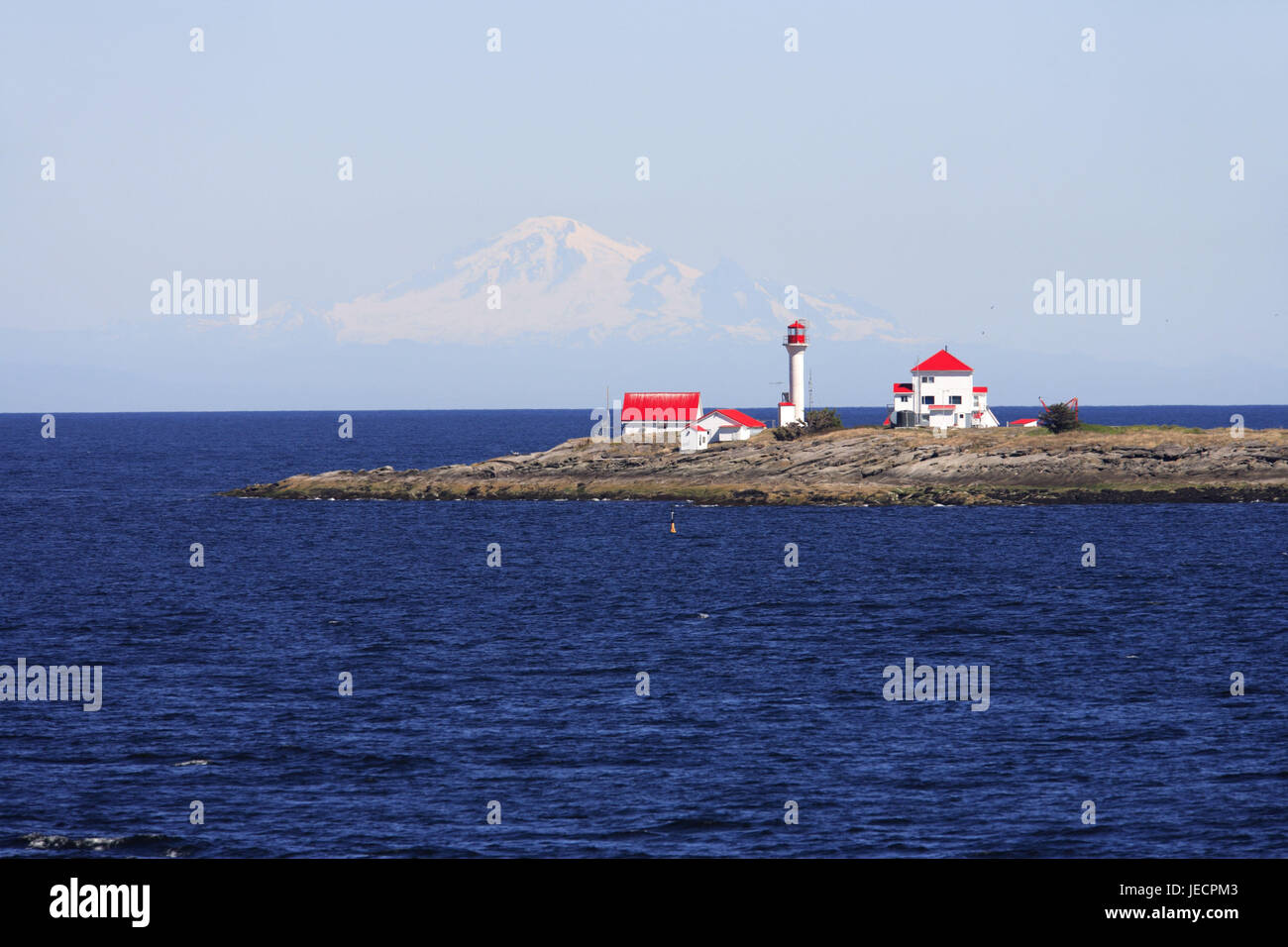 Canada, British Columbia, Vancouver Iceland, Strait of Georgia, coast, house, lighthouse, Mount Baker, Stock Photo