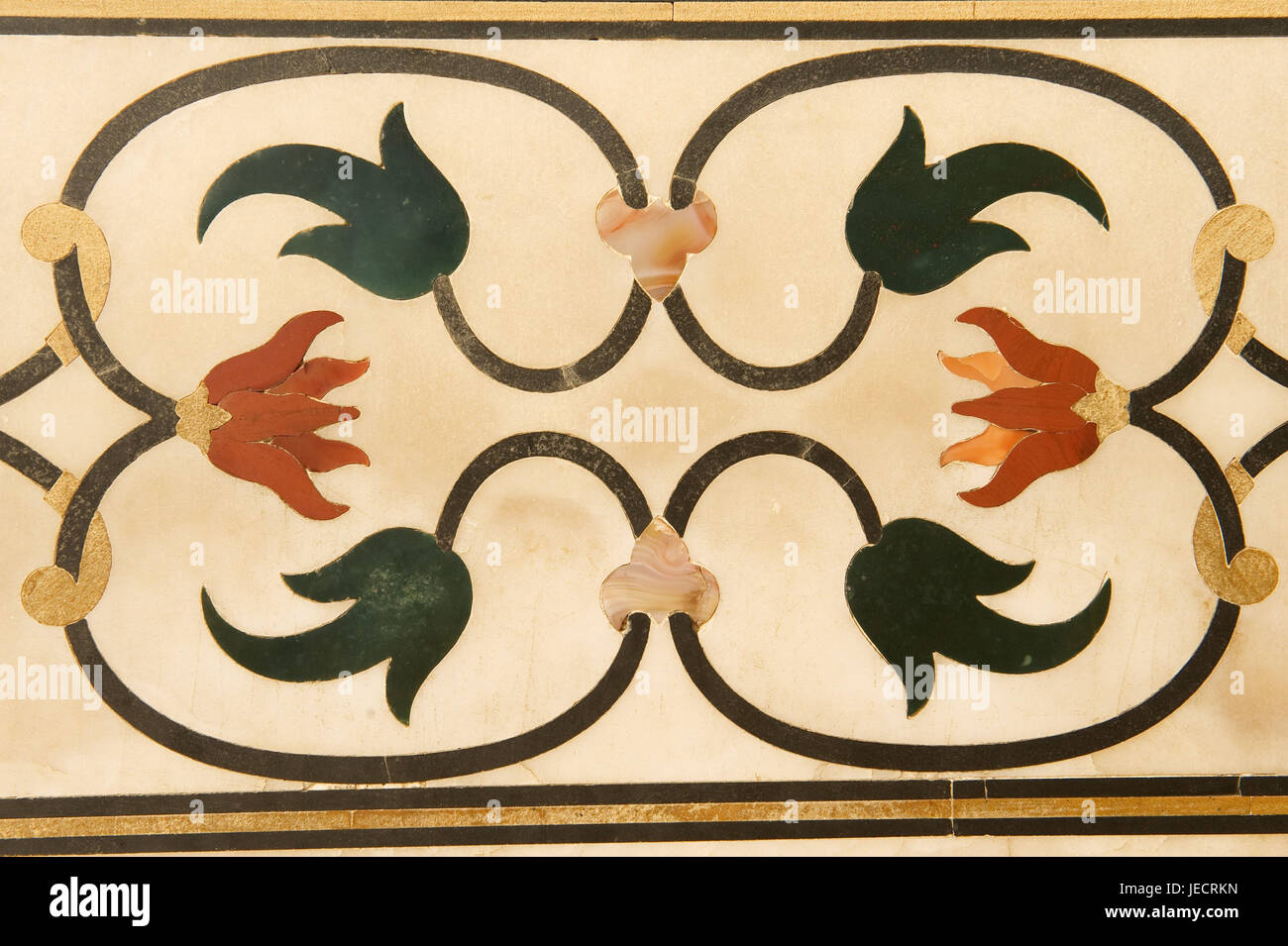 Semiprecious stone inlaid works in the Taj Mahal, Agra, India Stock ...