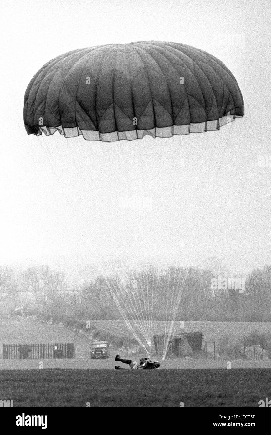 Prince Charles, making his first parachute jump from an aircraft in