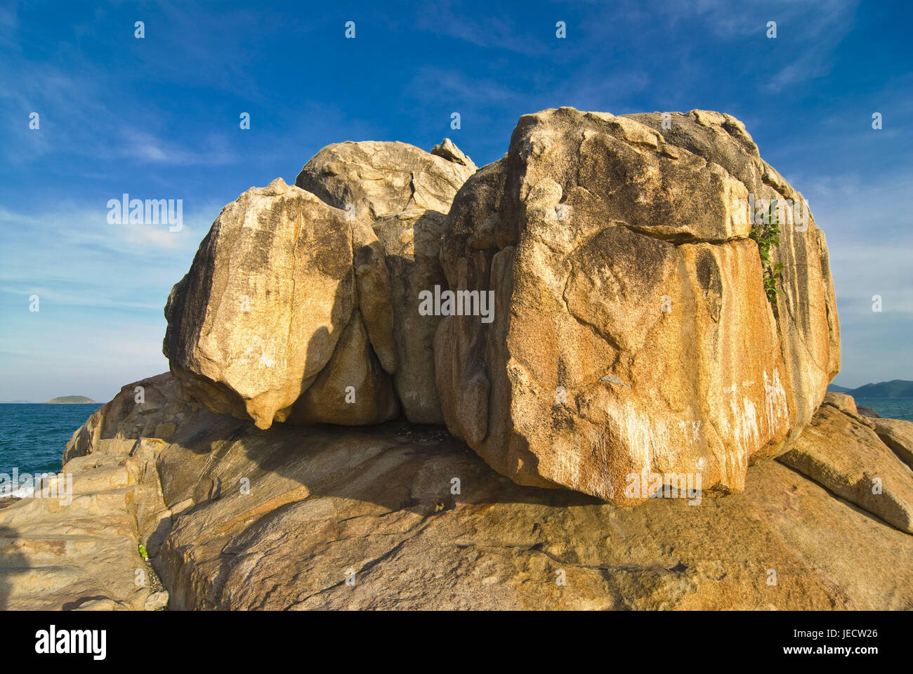 Big rock on the coast of Nha Trang, Vietnam, Stock Photo