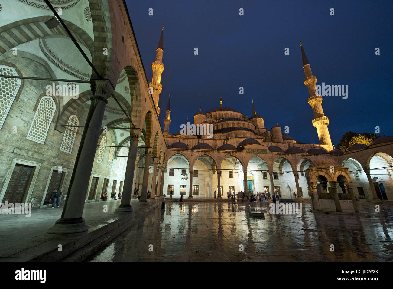 Turkey, Istanbul, sultan's Ahmed's mosque, blue mosque with rain at night, Stock Photo