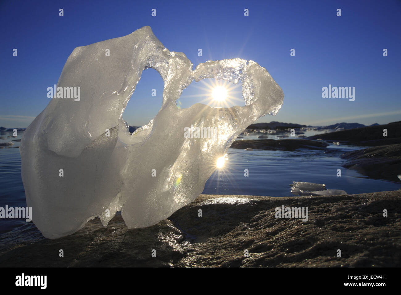 Greenland, Disco Bay, Ilulissat, fjord, floes, rocks, ice cream lumps ...