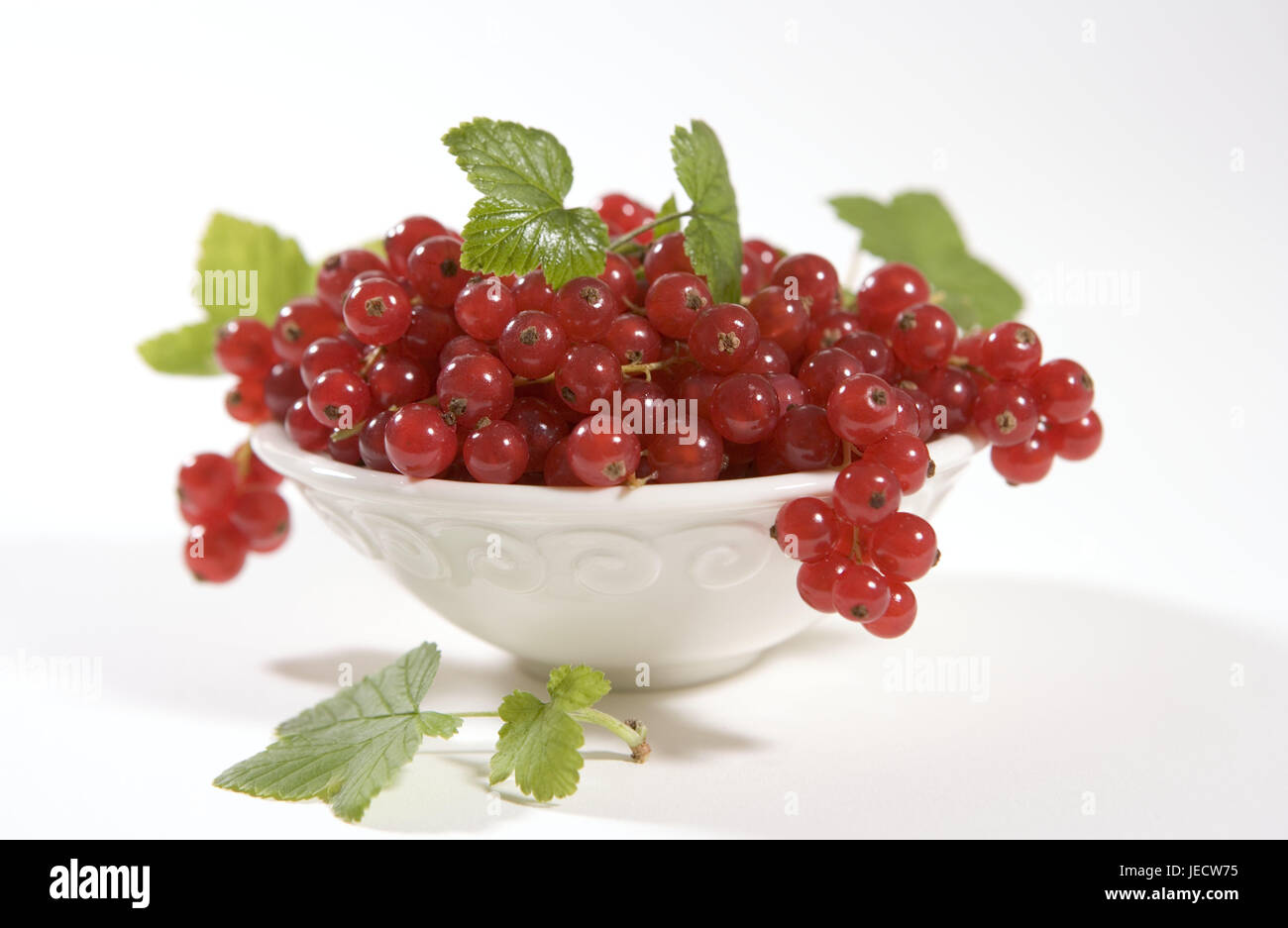 Currants, bowl, medium close-up, fruits, berries, red, Rispen, fruit, berries, dessert, dessert, freshly, leaves, Stock Photo