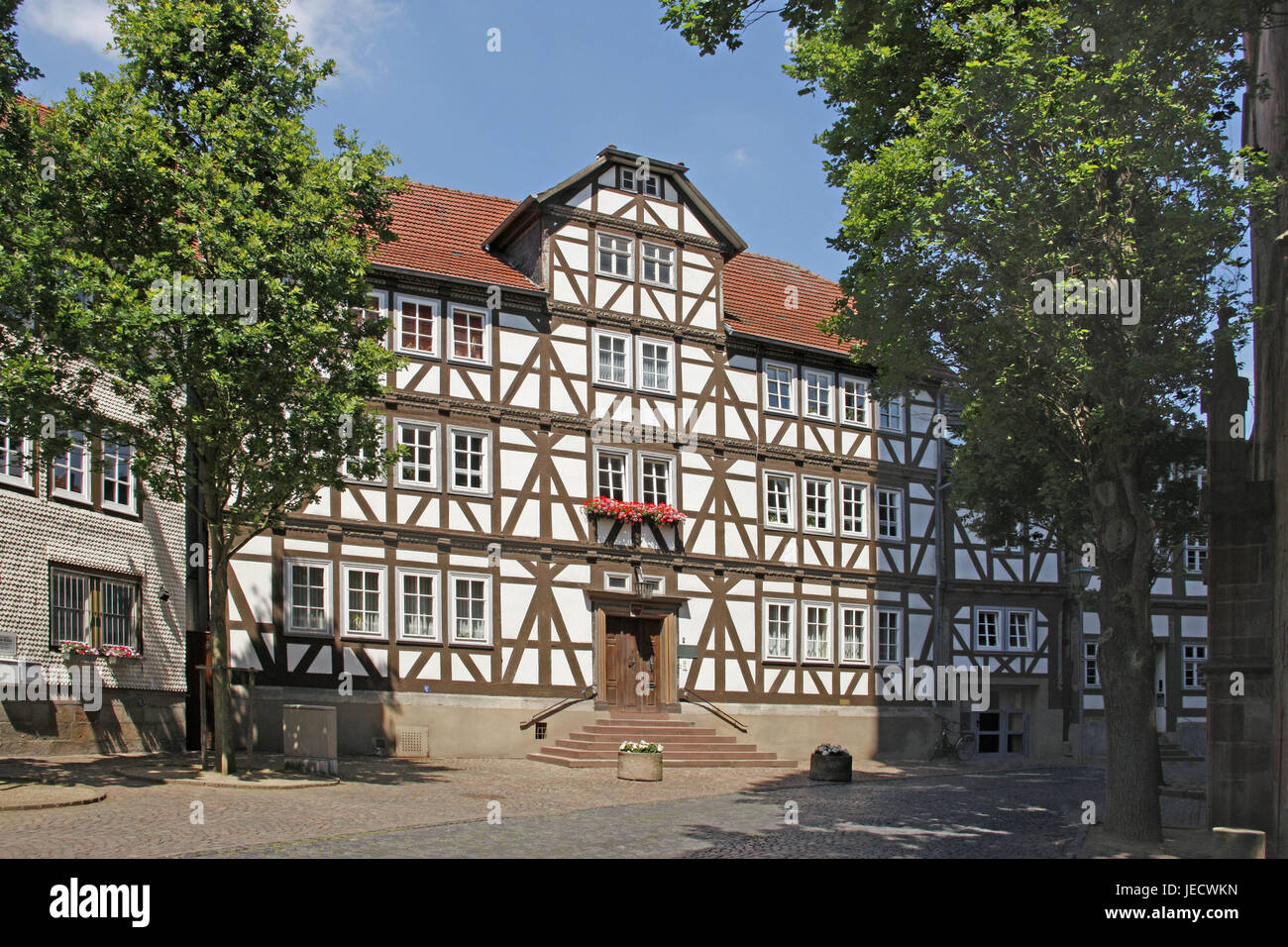 Germany, Hessen, Bad Hersfeld, half-timbered house, Old Town, house, architectural style, half-timbered, outside, facade, nobody, input, Stock Photo