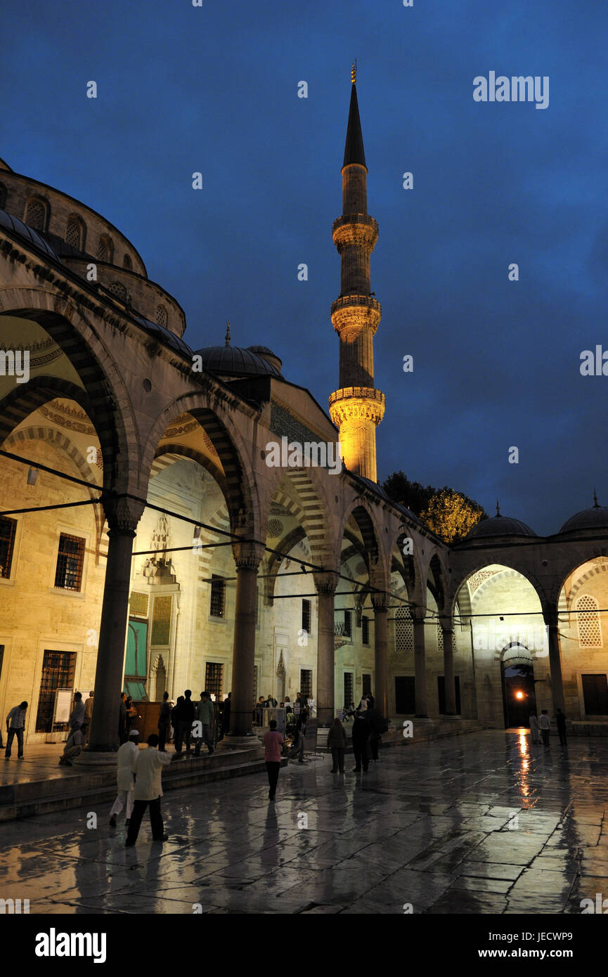 Turkey, Istanbul, sultan's Ahmed's mosque, blue mosque with rain at night, Stock Photo