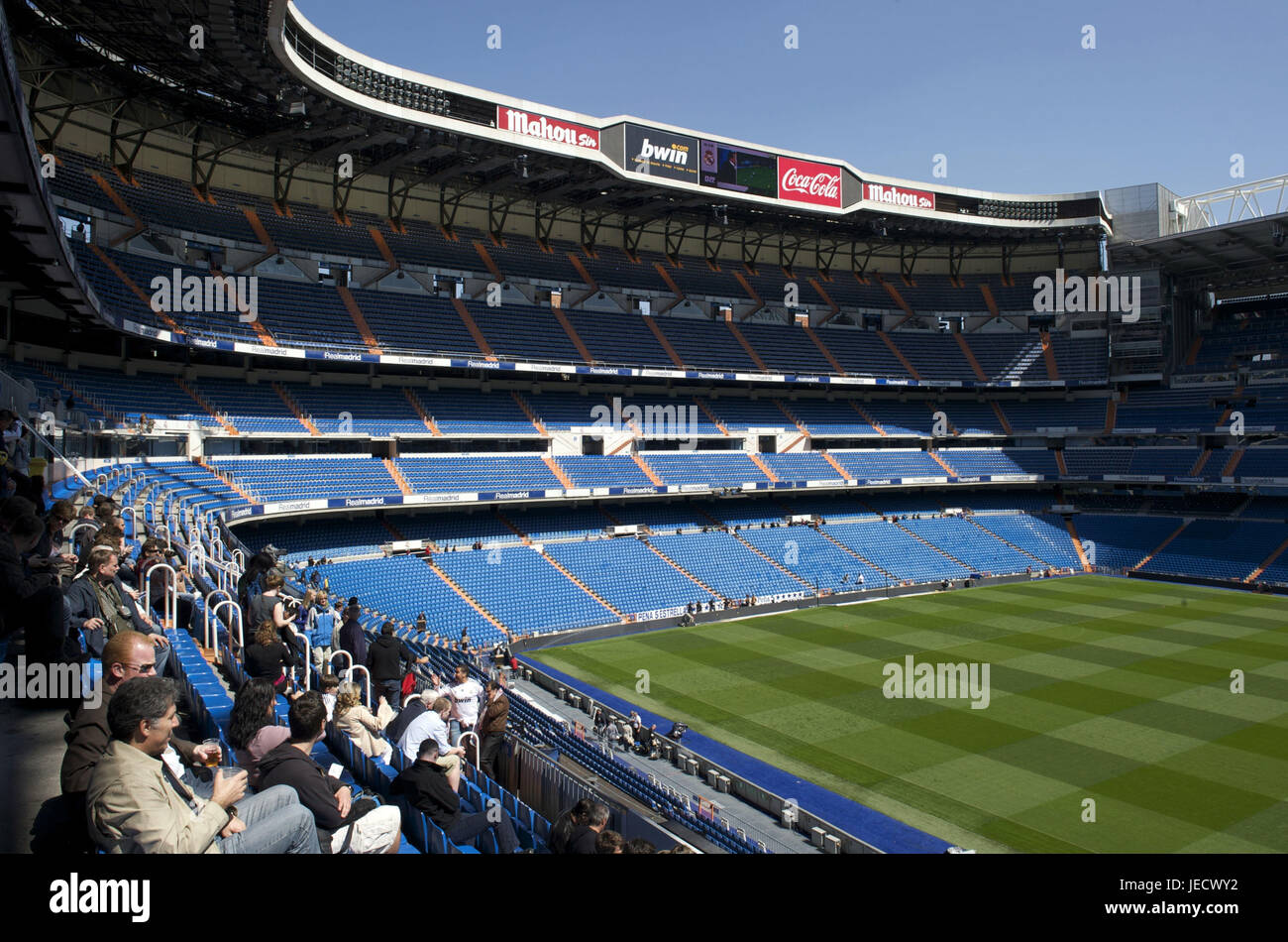 Spain, Madrid, Santiago Bernabeu stadium, stand, spectator, Stock Photo