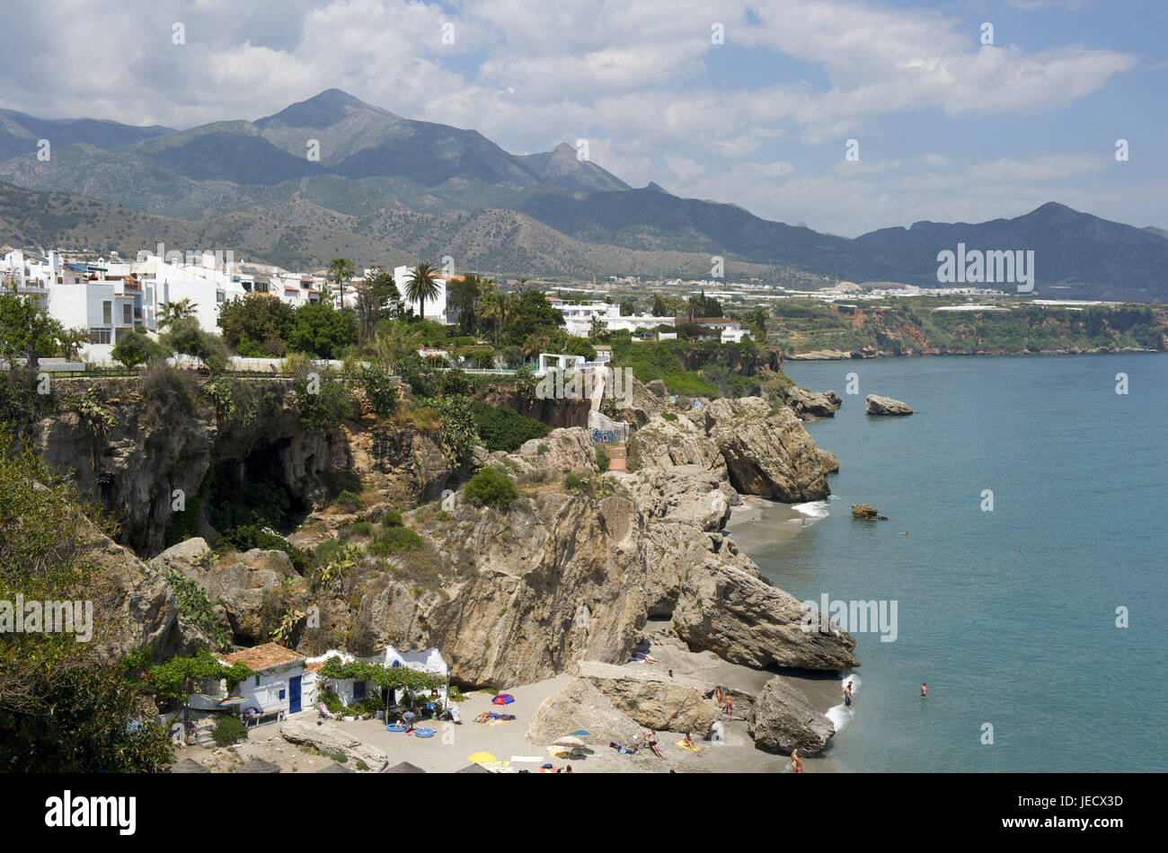 Spain, Andalusia, Costa del Sol, Nerja, bile coast and beach, Stock Photo
